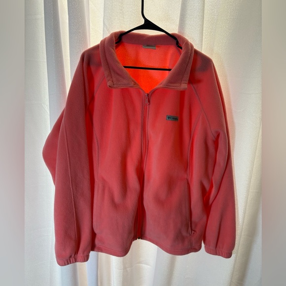 Columbia Womens Benton Springs Full Zip Fleece Jacket Coral Size 3X GUC - Picture 1 of 10
